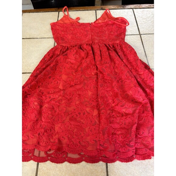 Missguided NEW Red Women's Size 2 Lace Plunge Split-Neck Skater Dress - Picture 10 of 11
